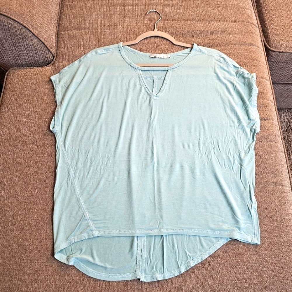 Prana Aqua Light Blue Casual Oversized Relaxed Cozy Lounge Yoga Top Size Small